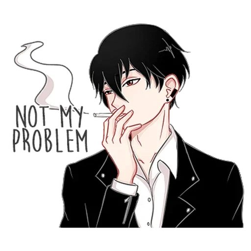 figura, garoto mau, cara de arte de cigarro, cigarro namorado anime, estética preto e branco
