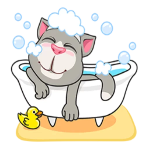 chat tom, tom tom parlant, volume parlant, vecteur de chat de salle de bain, salle de bain de chat de dessin animé