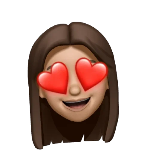 young woman, memoji apple, memoji is in love, ulyana emoticons 2020, the speaking head of moji