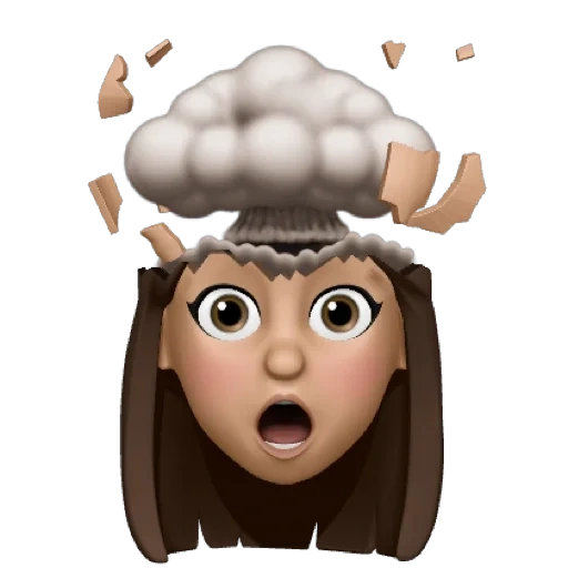 emoji, exploding head, animoji girl brain explosion, smiley with an exploding head