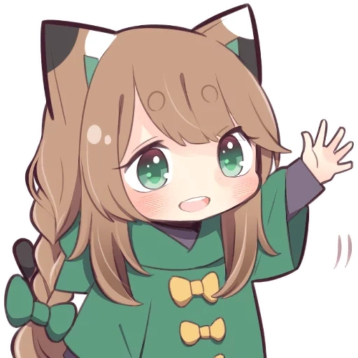 chibi, anime, emoticônes, necko chara, anime de dessin animé