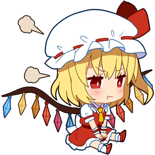 touhou, touhou project, touhou flandre, flandes red cliff, flandes rojo donghao chibi