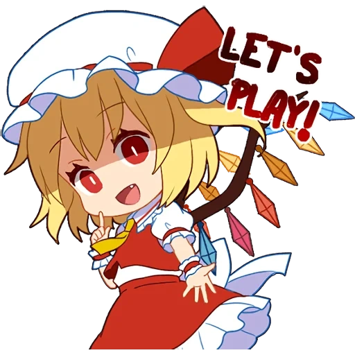 progetto touhou, touhou flandre, flandre scarlet, fiandre red red cliff, anime di pianificazione dietro la testa