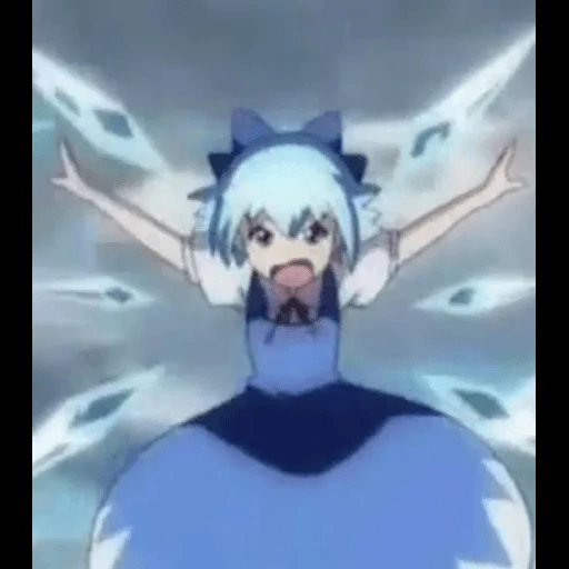 aqua konosuba, cirno i ricordi di phantasm, cirno toho caleidosk fantasy, personaggi anime, toho caleidoscopio di fantasia