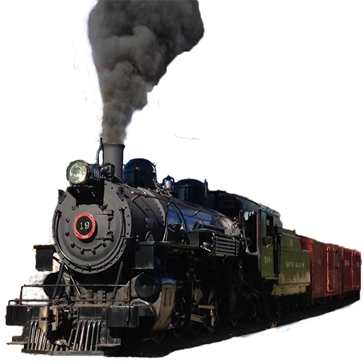 former, locomotive, le train est un fond blanc, le train est un fond transparent, la locomotive à vapeur est un fond transparent
