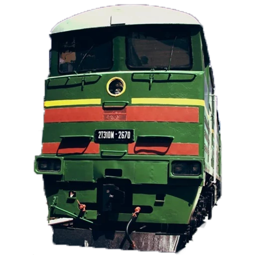 diesel locomotive, type 2 diesel locomotive, new diesel locomotive, two 10-meter diesel locomotives, green diesel locomotive for russian railway