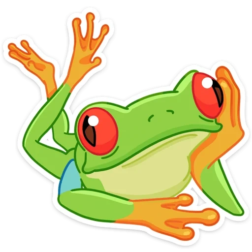 katak, katak 2d, kodok katak, kodok, stiker katak