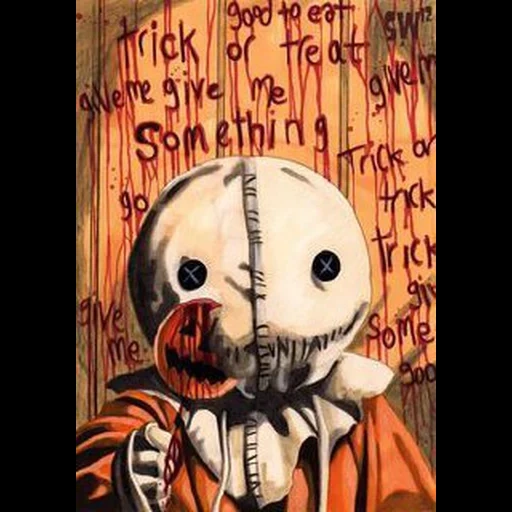 рисунок, trick r treat, trick or treat сэм, сэм trick or treat арт, рисунки хэллоуин хоррор