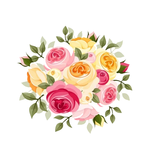 der vektor der rose, vektor blume, aquarell mit blumen, rosa und gelbe blumenstrauß vektor, aufkleber mit aquarellblumen