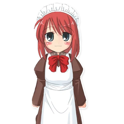 tsukihime, cartoon character, hisui tsukihime sprite, kohaku tsukihime avatar, animation renderings of red-haired girls