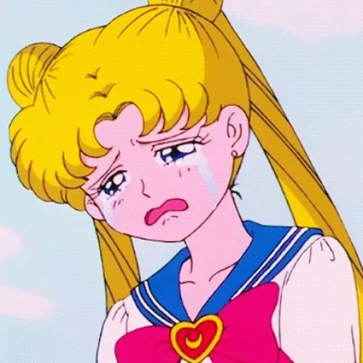 figure, sailor moon, sailor baby, anime marin lune, bunny tsukino est triste