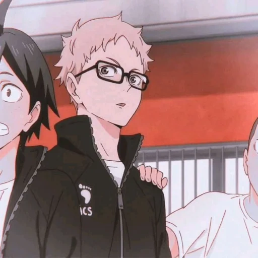 haikyuu, isla tezuka, hoja verde de la isla, yamaguchi cuarto trimestre, voleibol de animación tsukishima kuro