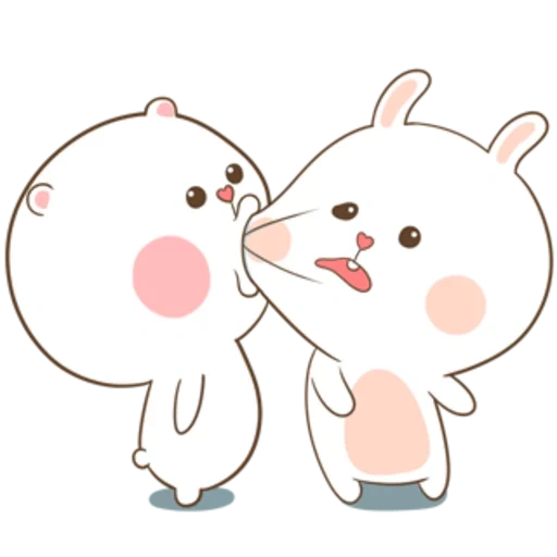 lovely couples, cute cheeks, the drawings are cute, light drawings are light, tuagom puffy bear and rabbit