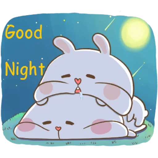 piccolo coniglietto, disegni carini, buona notte kawai, disegni di kawaii carini