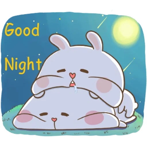 petit lapin, dessins mignons, bonne nuit kawai, dessins kawaii mignons