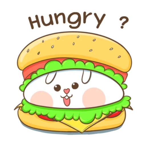 aliments, burger, dessins mignons, dessin de hamburger, burger kawaii