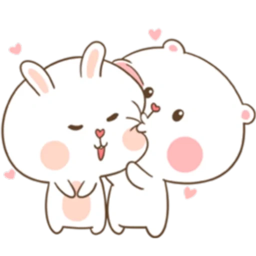 lovely, a couple, cute drawings, kawaii drawings, tuagom puffy bear and rabbit