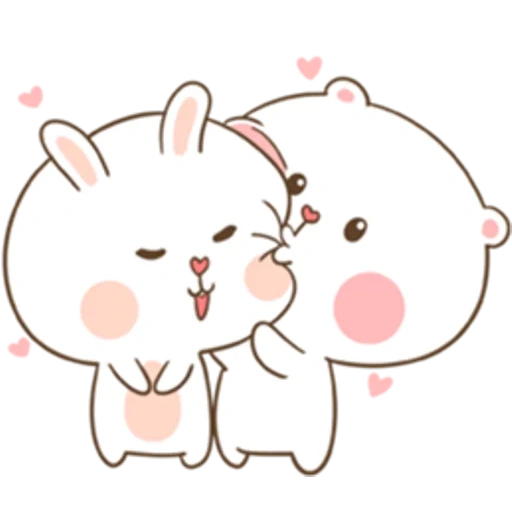 lovely, a couple, the drawings are cute, cute kawaii drawings, tuagom puffy bear and rabbit