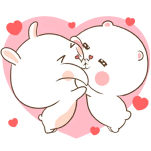 a couple, cute drawings, tuagom puffy bear, love love drawings, tuagom puffy bear and rabbit