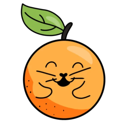 апельсин, эмодзи апельсин, талисман апельсин, кавайные апельсин