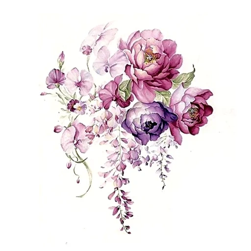 винтажные цветы, цветы акварелью, цветы акварельные, акварельные цветы белом фоне, фиолетовые акварельные цветы