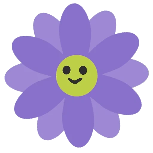 fleur emoji, émoticône de fleur, fleur souriante, fleur de sourire colorée, fleur emoji violette