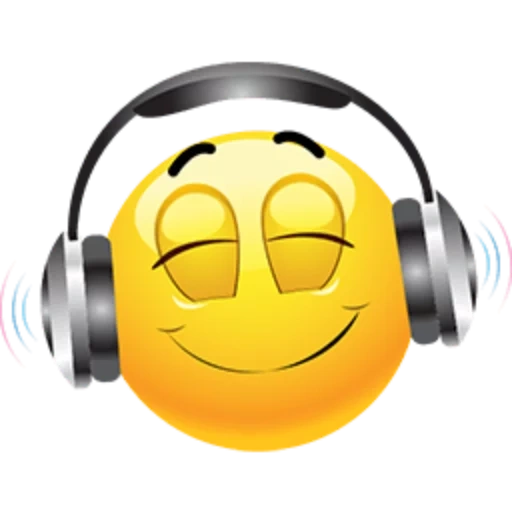 smiley face music, smiley face earphone, music emoji, smiling face loud music, cheerful smiling face headphones