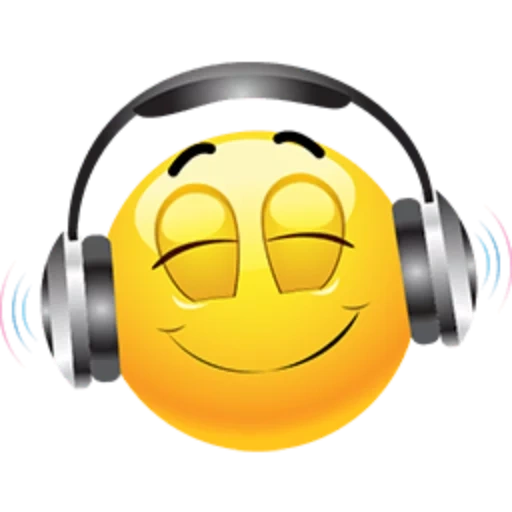 musik smiley, headphone tersenyum, emotikon musik, musik keras yang tersenyum, headphone emoticon yang lucu