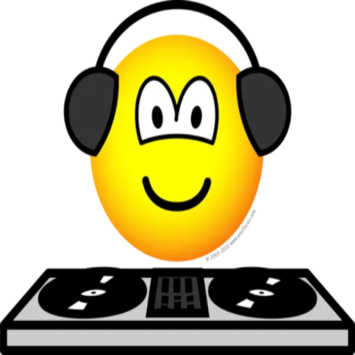 alegre dj, auriculares sonreír, auriculares sonrientes, smiley la forma de un dj, emoticones dj divertidos