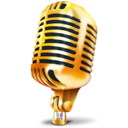 микрофон ретро, микрофон клипарт, караоке клуб премиум шарон, микрофон вольта винтаж голд, золотой микрофон прозрачном фоне
