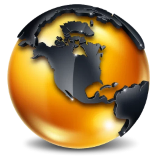 icônes, terre, icône de liaison, globe 3 d, vecteur golden globe