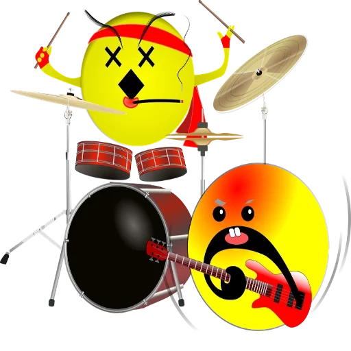 drum kit, smiling face drum, smiling face drummer, music smiling face, play agitation paintings