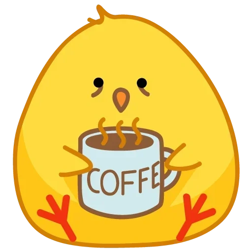 chick, sonrisa, chick, copa de café