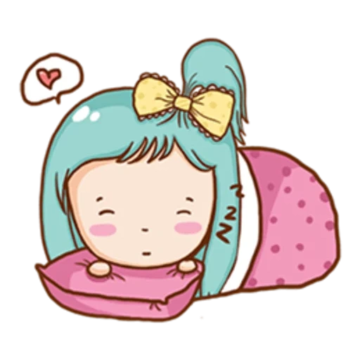 kawaii, gambar chibi, gadis itu sedang tidur, gambar kavai, karakter chibi