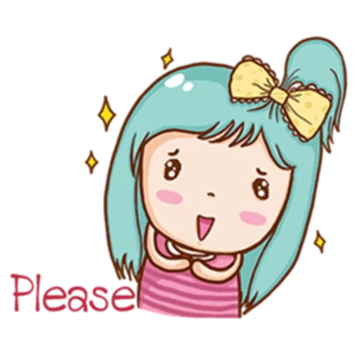 kawai girl, dessin de kawai, anime merci, images colorées, croquis de fille mignonne