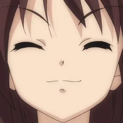 melancholy haruhi, ein lächeln mit anime tränen, haruhi suzumiy lächelt, melancholy haruhi suzumiya
