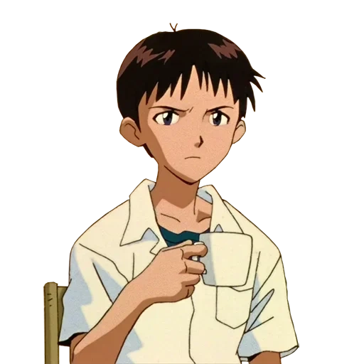 shinji, shinji ikari, ikari shinji cup, shinji ikari mit einem becher, evangelion shinji mit einem becher