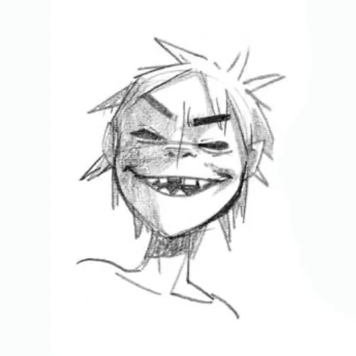 gambar, gaya gorila, sketsa gorillaz, gorillaz sketchi 2 d, gambar gorillaz dengan pensil