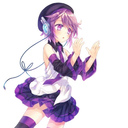 anime, defoco vokaloid, rambut violet anime, rambut ungu tian, anime chan bersenang senang dengan latar belakang ungu