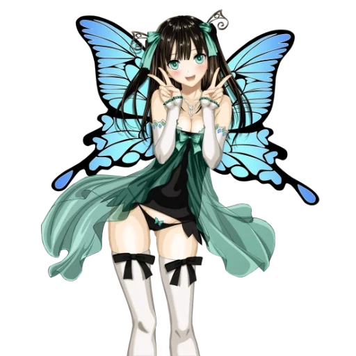 anime de fée, papillon anime, fille animée, ailes de fées d'anime, papillon de fée anime