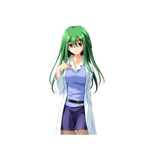 shion sono zaki, anime characters, tyanka is a green background, anime with green hair, shion sono zaki full growth