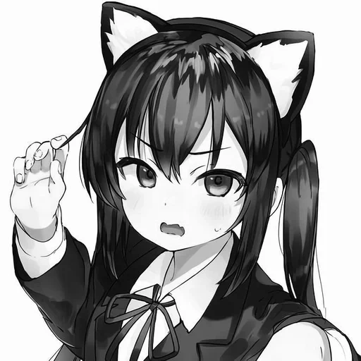 médecine interne, anime jour noir, anime en noir et blanc, anime girl neko, anime femme céleste noir et blanc