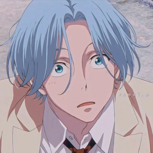 blue anime, langa khasegava, anime boys, anime characters, langa hasegawa sk8 hair