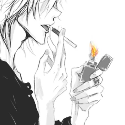 аниме, курение аниме, сигарета аниме, аниме рот сигаретой, аниме парень сигаретой