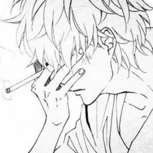 аниме парни, манга парень курит, курящий парень аниме, рисунки аниме парней, аниме карандашом парни