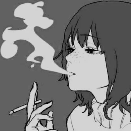 тян сигаретой, курящая аниме тян, курящая девушка аниме, аниме девочка сигаретой, аниме девушка сигаретой