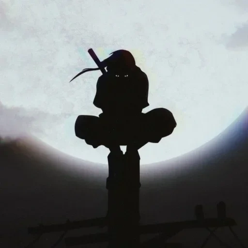 ninja, itachi von, kisuan geoji, shadow ninja, avec la lune en arrière-plan