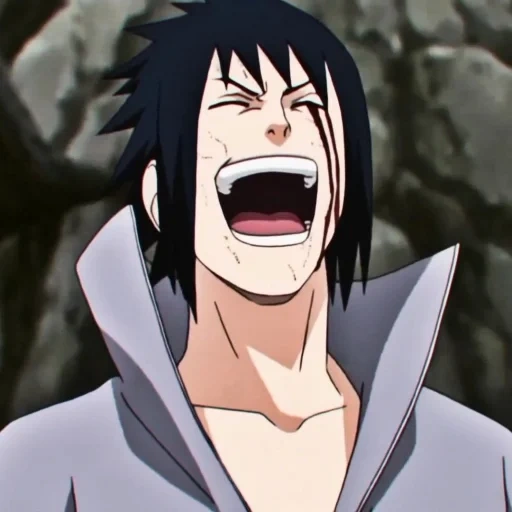 sasuke, rires sasuke, sourire sasuke, sasuke rit, sasuke uchiha rit