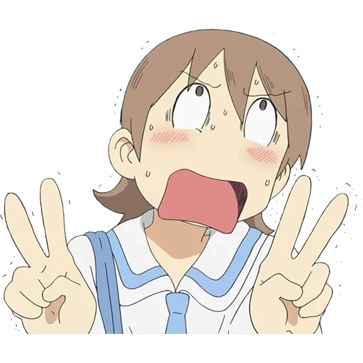 picture, nichijou, ahegao anime, nichijou face, nichijou hand up