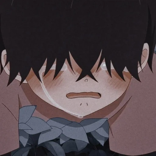 figura, cara de anime, animação triste, personagem de anime, cara de anime triste